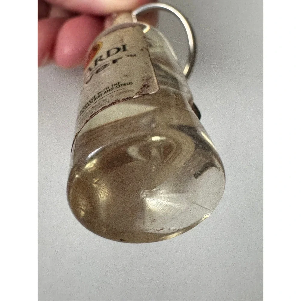 Bacardi Silver Miniature Bottle Keychain Clear Alcohol Promo Bottle Opener‎